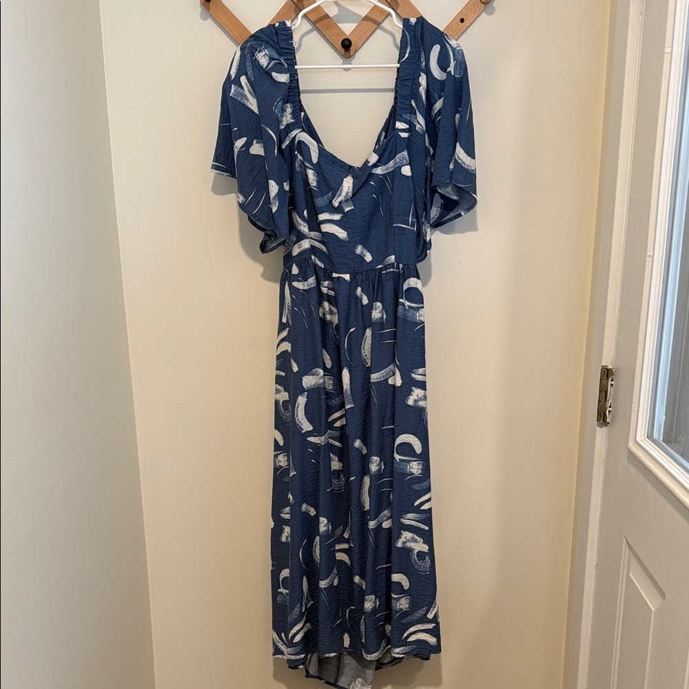 A New Day Blue and White Midi Dress
